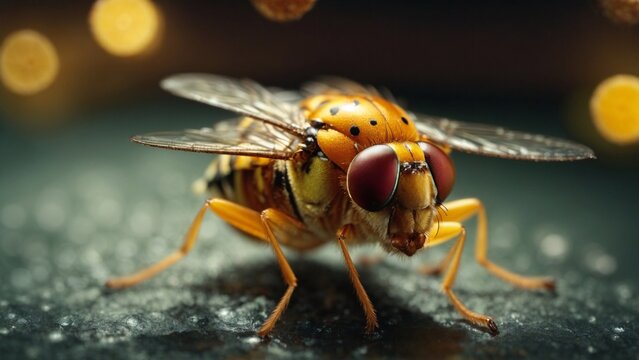 Close-up high-resolution image of a fruit fly. Generative AI.