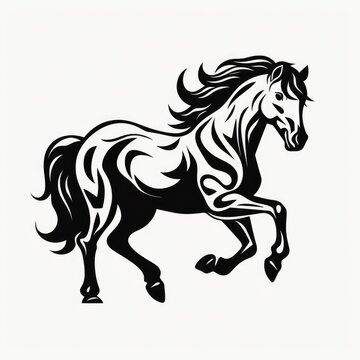 Horse logo, black and white, AI generated Image