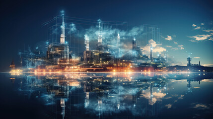 Technologies for industrial revolution. Mixed media. Mixed media background