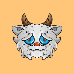 Sad baby goat cute cartoon character illustration. Design Good for tshirt kids
