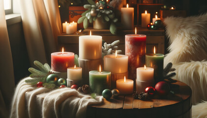 Christmas candles,  candles, xmas, generative ai