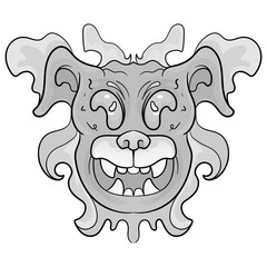 Line black and white Animal dog tattoo isolated in white background