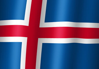 iceland national flag 3d illustration close up view