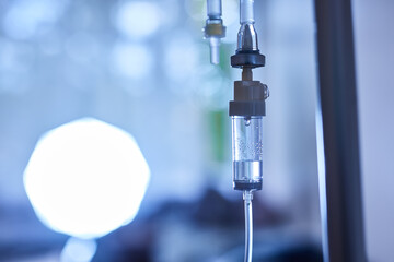 IV on the background of a hospital room, selective focus