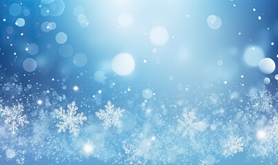 Christmas blue background with snowflakes