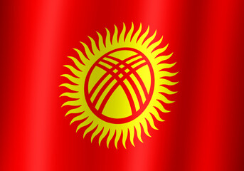kyrgyzstan national flag 3d illustration close up view - obrazy, fototapety, plakaty