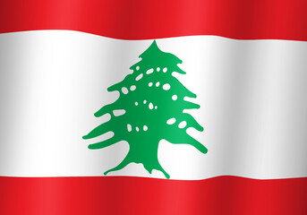 lebanon national flag 3d illustration close up view