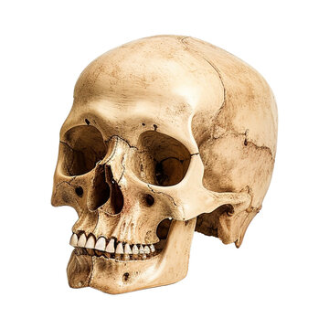 Human skull on transparent background PNG Generative AI