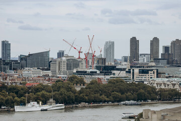 London, United Kingdom - September 25, 2023: View of central London from the London Eye Ferris Wheel