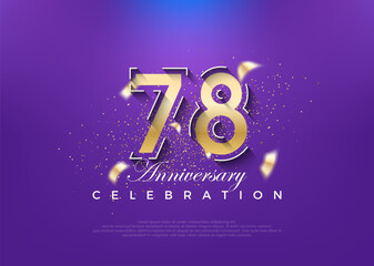 Gold number 78th anniversary. premium vector design. Premium vector for poster, banner, celebration greeting.