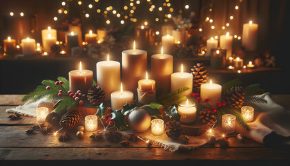 Christmas candles,  candles, xmas, generative ai