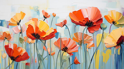 Expressive Abstract Poppies: Captivating Brushstroke.