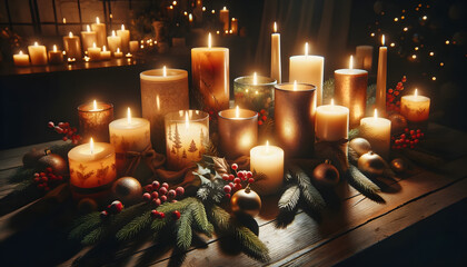 Christmas candles,  candles, xmas, generative ai