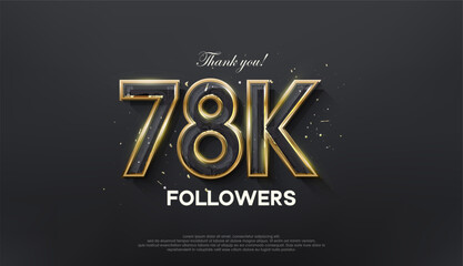 Golden line thank you 78k followers, with a luxurious and elegant gold color.