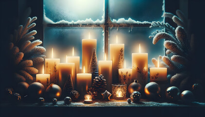 Christmas candles,  candles, xmas, generative ai