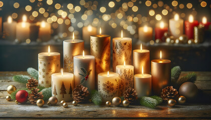 Christmas candles,  candles, xmas, generative ai
