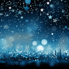 Blurred bokeh light on dark background. Christmas and New Year holidays template