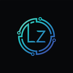 Creative Professional logo design initials letter LZ concept circle maze technology vector template - obrazy, fototapety, plakaty