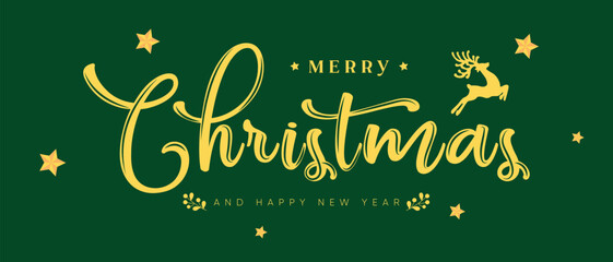 Merry christmas and happy new year typographic vector illustration. Vector template ready for t-shirt design, New Year's card design and banner.