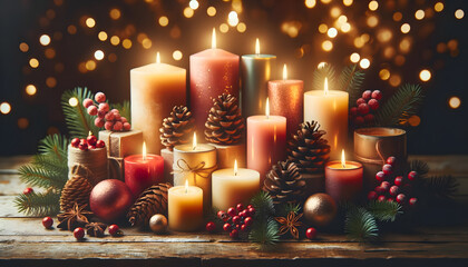 Christmas candles,  candles, xmas, generative ai