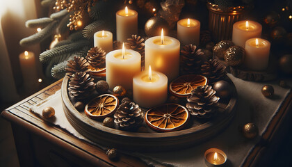 Christmas candles,  candles, xmas, generative ai