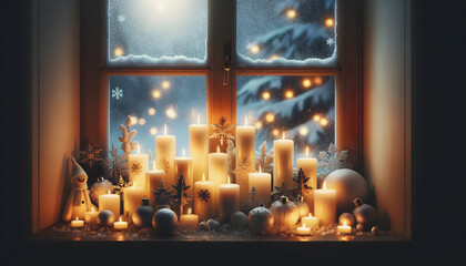 Christmas candles,  candles, xmas, generative ai