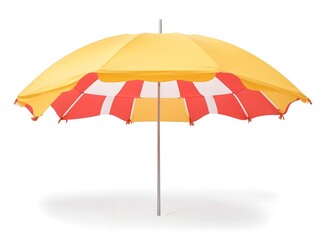 Sunny Beach Vacation with Straw Umbrella on Transparent Background 