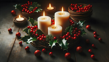 Christmas candles,  candles, xmas, generative ai