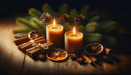 Christmas candles,  candles, xmas, generative ai