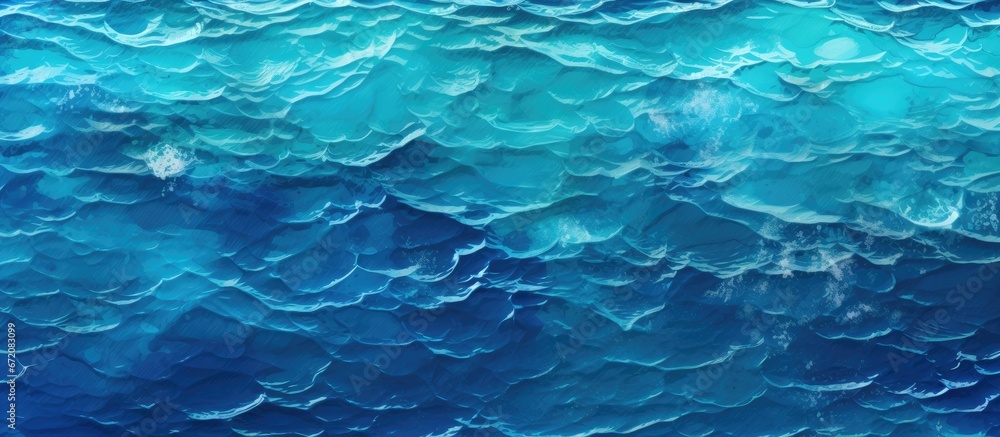 Poster hd background of turquoise ocean surface pattern texture of deep blue waters with planktons backdrop