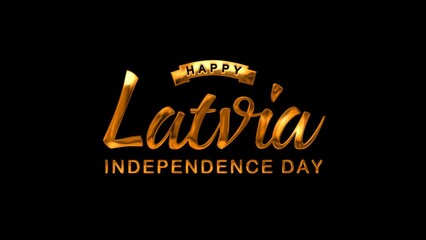 Happy Latvia Independence Day Text Animation on Gold Color. Great for Latvia Independence Day Celebrations, for banner, social media feed wallpaper stories
