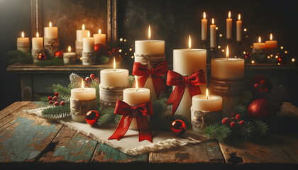 Christmas candles,  candles, xmas, generative ai
