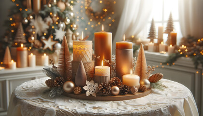 Christmas candles,  candles, xmas, generative ai