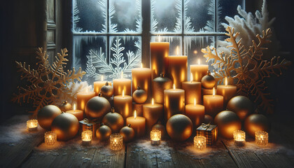 Christmas candles,  candles, xmas, generative ai
