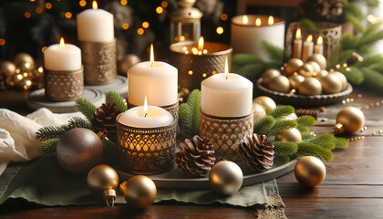 Christmas candles,  candles, xmas, generative ai