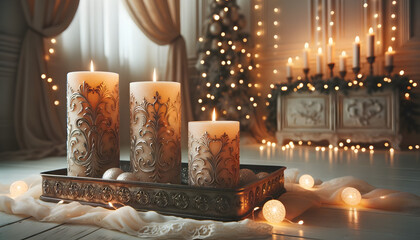 Christmas candles,  candles, xmas, generative ai