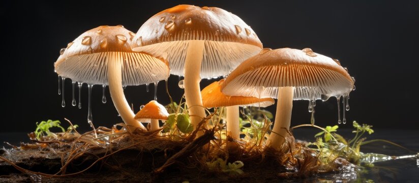 Edible mushrooms known as marasmius oreades commonly referred to as Fairy Ring Mushroom