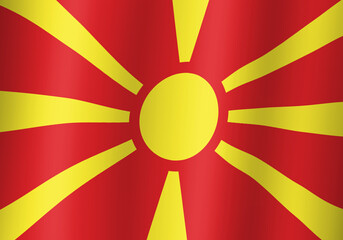 north macedonia national flag 3d illustration close up view - obrazy, fototapety, plakaty