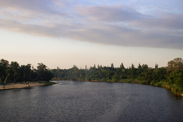 Panorama of the river and the forest