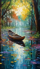 Obraz premium Photo landscape picture of nature oil painting suitable for wall painting. Generative AI