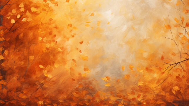 Background image of autumn foliage in orange gold colors