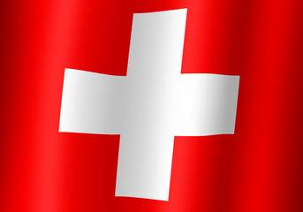 switzerland national flag 3d illustration close up view