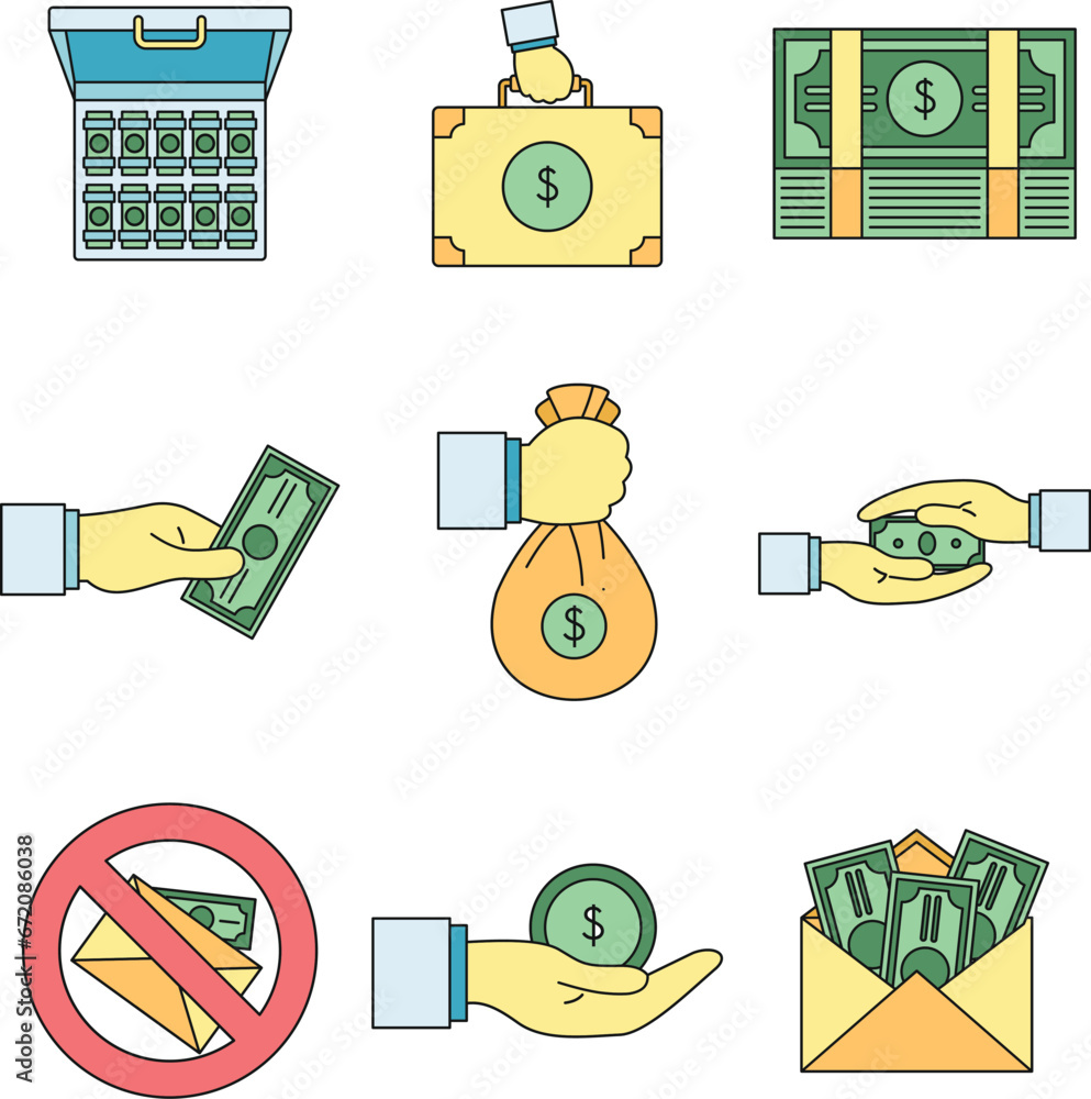 Poster bribery corrupt practices icon set. outline set of bribery corrupt practices vector icons thin line 