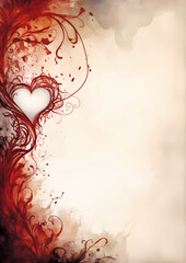 beautiful illustration of a heart in red and white colors, abstract and artistic heart symbol
