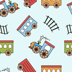 Vector seamless pattern with toy train