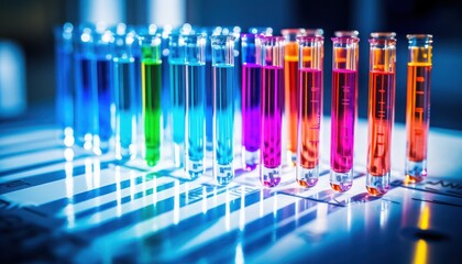 Photo of a Colorful Array of Liquids in Test Tubes