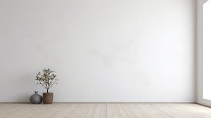 Minimalist and contemporary empty interior featuring a blank wall, ideal for illustration mock-ups and creative visualizations