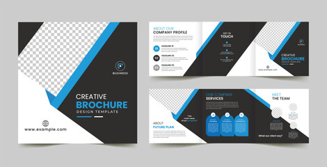 corporate, business, profile square trifold brochure template design  - obrazy, fototapety, plakaty