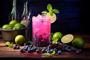 cocktail with lime and mint