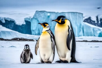 Fototapeta premium Emperor Penguin and Chick, Antarctica, love between animals